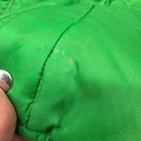 Vintage Green Puffer Coat Down Jacket 1970s Sunshine Tarp Unisex Taiwan X-Small - Picture 9 of 11